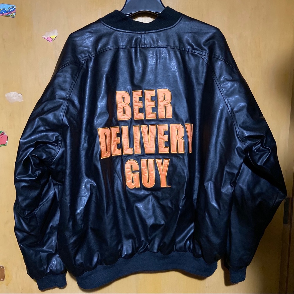 Steve & Barry's Black Bomber Jacket with Orange Lettering